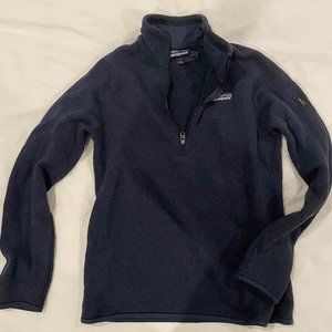 Navy Patagonia Wool Fleece Quarter Zip size small